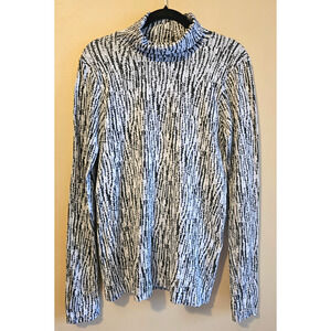 Athleta Flurry Elemental Seamless Turtleneck Top Base Layer sz M, black/white